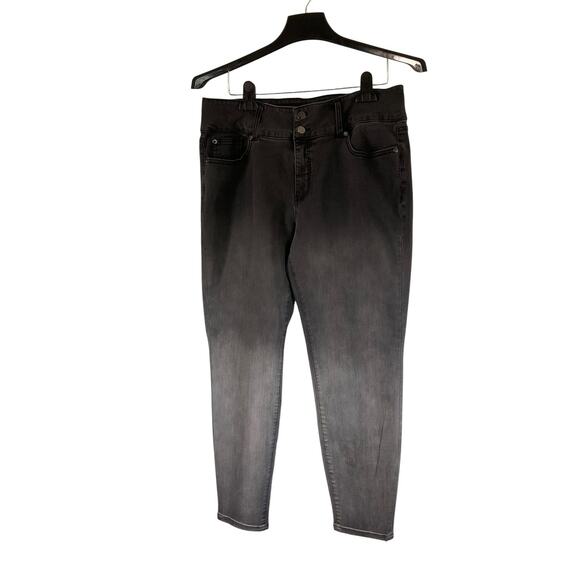 Thalia Sodi Jeans Womens 10 Black Gray High Rise Skinny Stretch Denim Distressed - Picture 1 of 8